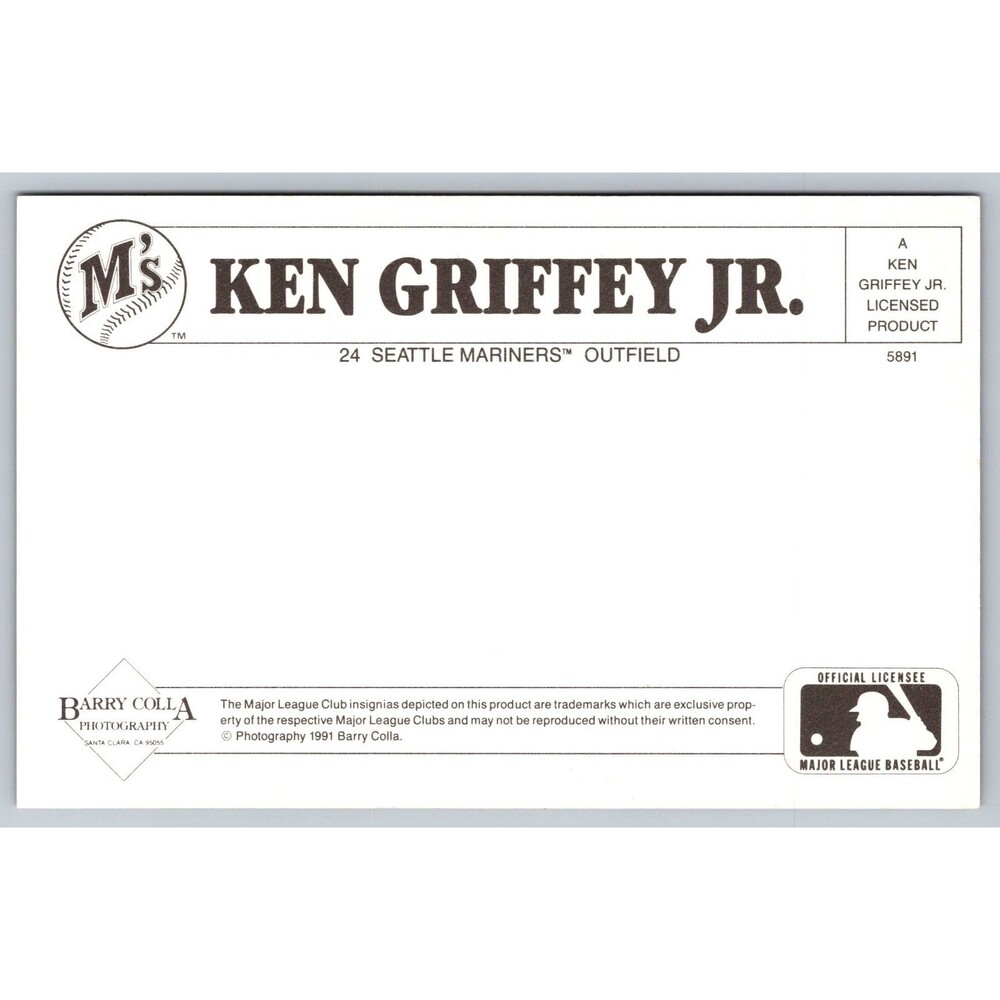 Postcard Ken Griffey Jr. 24 Seattle Mariners Outfield Baseball MLB 1991 Coffa - Picture 2 of 2